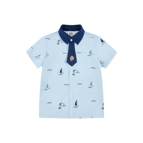 QIAODAN The Нефритовая бусина IS Full OF Синий Seals Kids Повседневный Рубашки