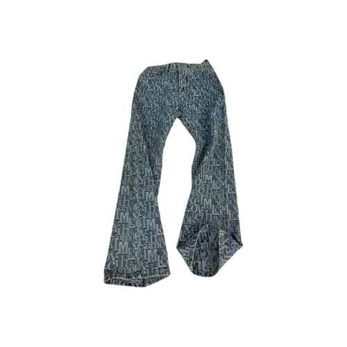 MARTHENAUT Светло-синие джинсы с принтом на всей поверхности, унисекс, жаккард