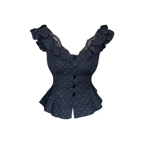 DOKZB Темно-синий Короткий рукав Топ Женский Топ