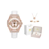 Розово-золотое ожерелье + браслет + коробка