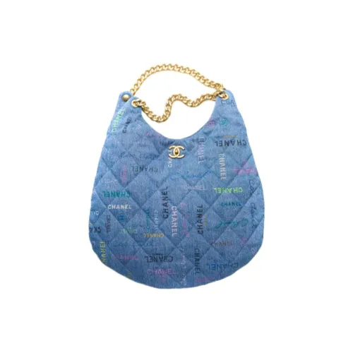 CHANEL Деним Тоут Сумка Сумка для покупок Сумка-хобо Сумка через плечо Сумка Экстра-большая Женская Синяя