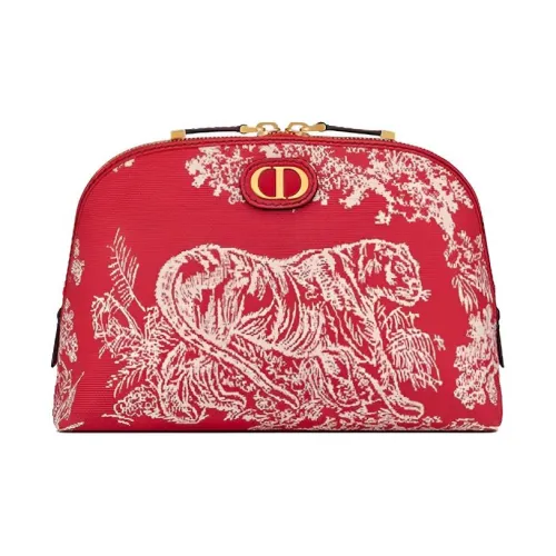 DIOR 30 Montaigne Ткань Путешествие Хранение Косметичка Средний Женские Красный