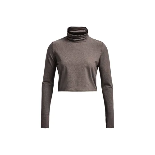 Under Armour Водолазка Облегающая Длинный Рукав Т-Рубашка Женская Коричневая