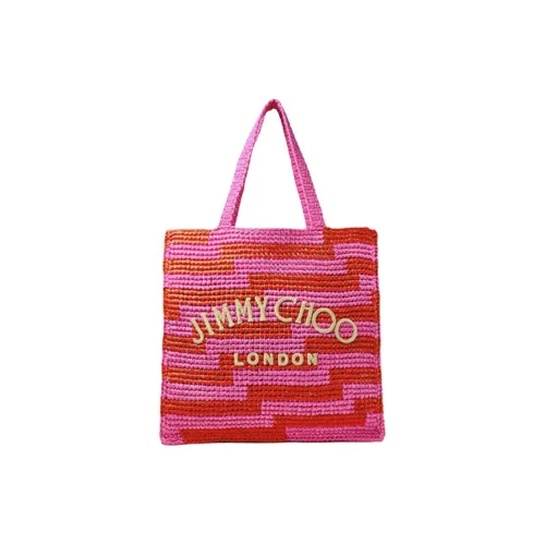 Jimmy Choo Вязаная игла Ткани вязаные Тоут Сумка Сумка для покупок Сумка Женская Фуксия Чили Розовый