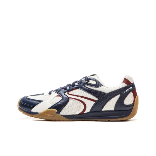 LiNing Film Retro Slip-resistant Abrasion-resistant Lightweight Low Top Casual Women's White Blue LiNing Film Retro Противоскользящий Устойчивый к износу Легкий Низкий Топ Повседневный Женский Белый Синий