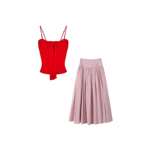 SYEEE WITH U Красный Камисоль + Длинная Юбка Аксессуары Не включены Женские Комплекты с Юбкой