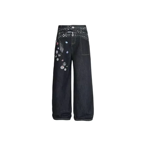 Songlan Черные Унисекс Джинсы