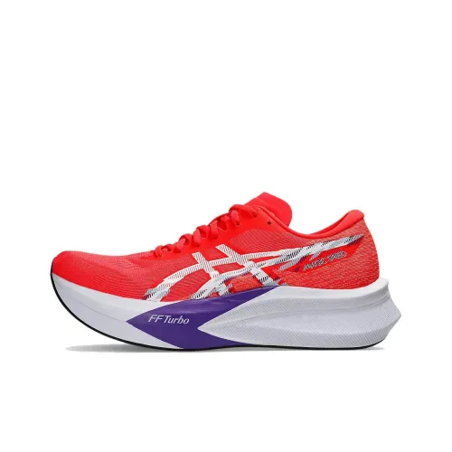 ASICS MAGIC SPEED 4 Устойчивый к истиранию Отскок Низкий Топ Повседневные Беговые кроссовки для бега Мужские Красный Белый Широкая подошва