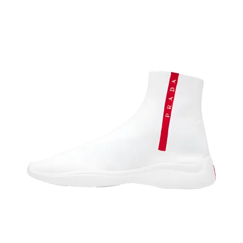 PRADA Высокие Топы Повседневная Обувь Мужская Белая