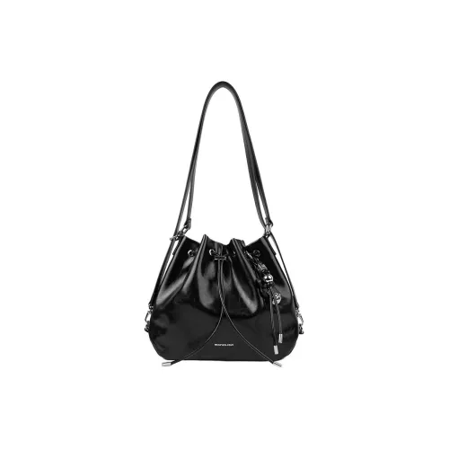 Monna Lisa Коровья кожа Ведрообразная сумка Сумка через плечо Стандартная Женская Черная