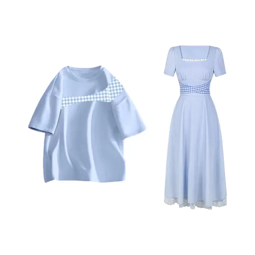 QYPRF Одежда для пары Женское платье / Мужская короткая футболка Женские парные комплекты