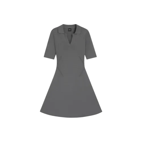 Hugo Boss Темно-серый Женские Короткие Платья с Рукавами