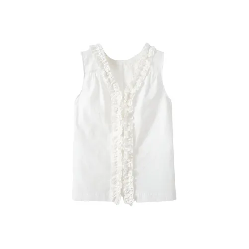 Musewave [Французский Праздника] Премиум V-образный вырез Двусторонний Рюш Майка Комплект Женская