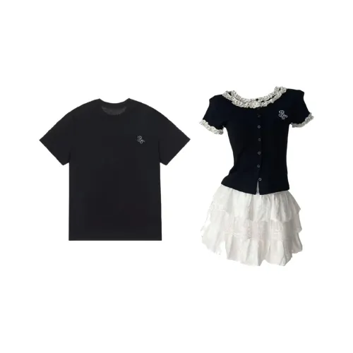 QYPRF Одежда для пары Женские Комплект с совпадающими элементами + Мужской Короткий рукав Женские парные комплекты