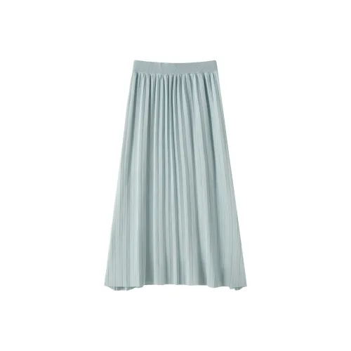 DX.DAXI Повседневный Длинный Юбка Женская Озерный Синий