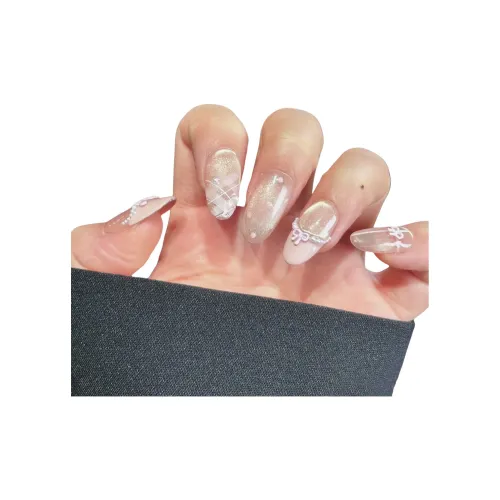 XIAMEIYU Бабочка Балет Ручной работы Премиум False Nail Овал Телесный Смудж