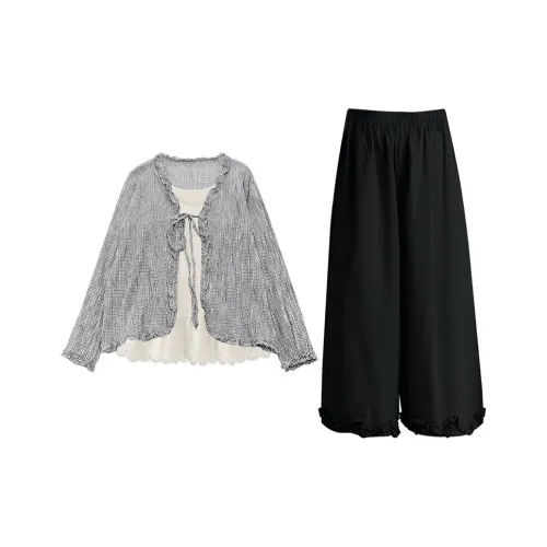 MARIE·COCO Кардиган + Камисоль + Брюки Женские Повседневные Костюмы