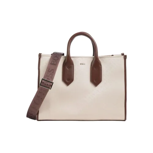 BOSS Ткань Тоут Сумка Сумка для покупок Сумка на плечо Сумка Женская Бежевая и Коричневая