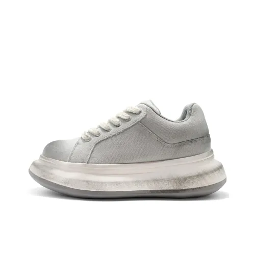 OUBLI OB Опал Дышащий Увеличение Высоты Низкий Топ Повседневная Обувь Мужская Светло-Серый Белый