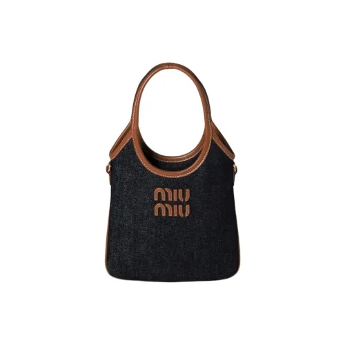 MIU MIU Ivy Хлопок Сумка через плечо Сумка Маленькая Женская Джинсовая Синяя