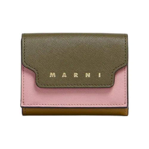 MARNI Телячья кожа Кошелек Женские Темно-зеленый Розовый Горчичный желтый