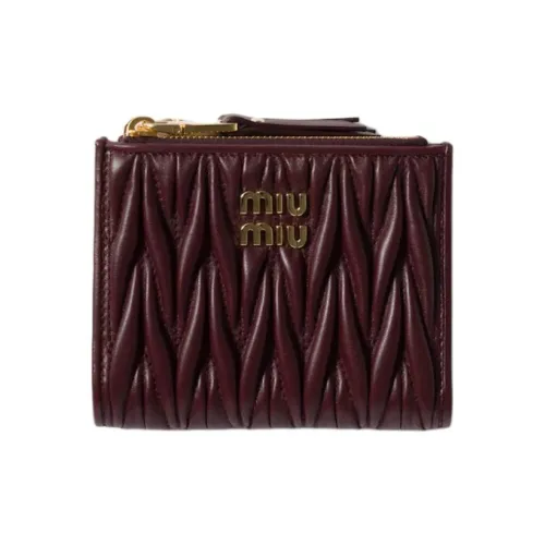 MIU MIU Matelassé Sheepskin Wallet Small Women's Bordeaux Red
