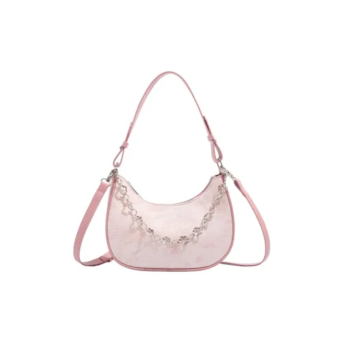 NOMK ПУ (полиуретан) Сумка через плечо Женская Розовая Серебряная