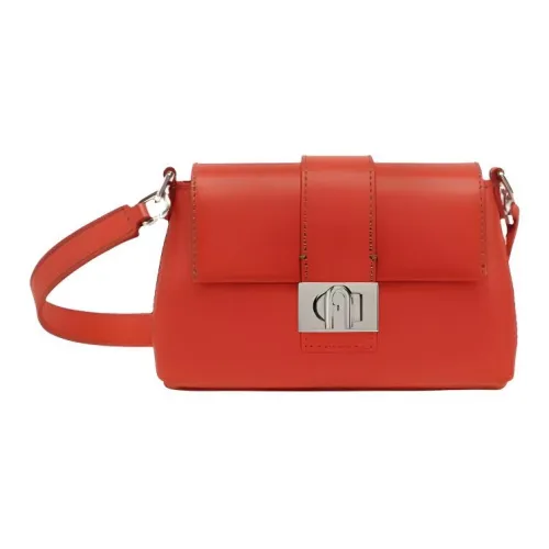 Furla Коровья кожа Квадратная сумка Сумка через плечо Большая Женская Цитрусово-оранжевый