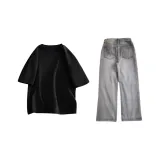 Черный HI+Ожерелье+Рваные Джинсы[Улучшенный]