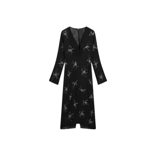 Massimo Dutti Длинное платье с длинными рукавами женское