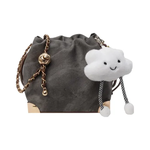 Bansusu ПУ (полиуретан) Ведрообразные сумки Сумки через плечо Сумка через плечо Стандартная Женская Темный чай Экрю Деним Синий