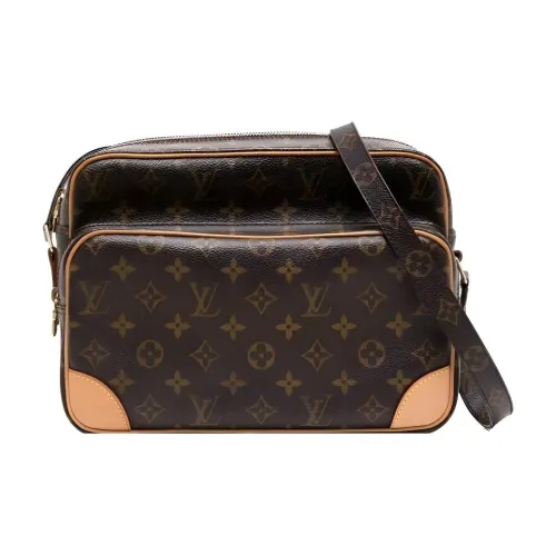 LOUIS VUITTON Холст с кожей Курьерская сумка Сумка через плечо Женская Кофейная Шоколадная