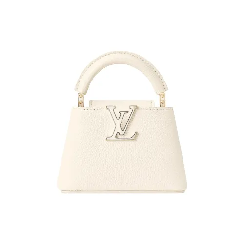 LOUIS VUITTON Capucines Taurillon Коровья кожа Сумка Женская Молочно-белая