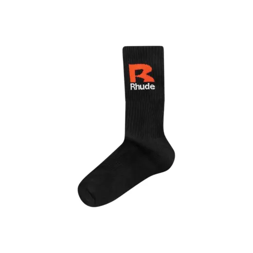 RHUDE 1 Пачка Черные Мужские Носки до Икры MID