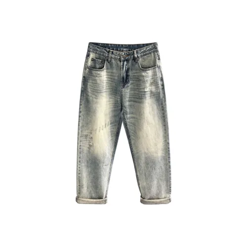 YGQPZHZ 2025 Loose Fit Straight Cut American Pants Men's