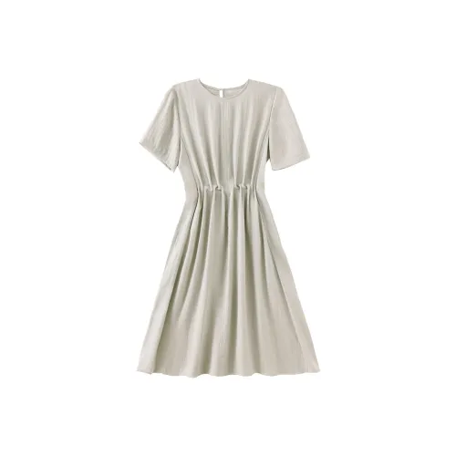 H YXIANG Светло-серый Женские Короткие Платья с Рукавами