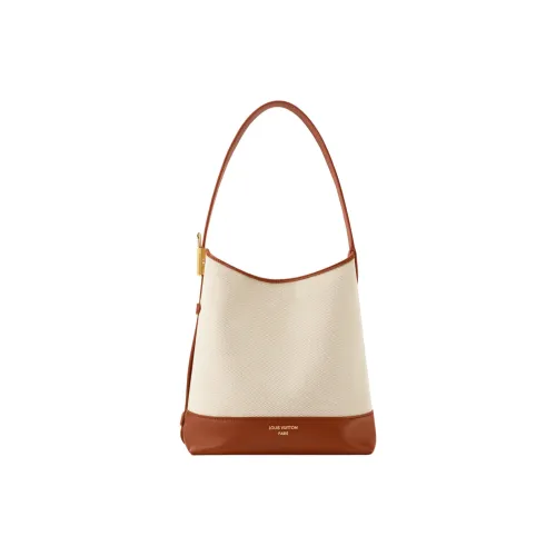 LOUIS VUITTON Low Key Hobo Смешанная холщовая сумка через плечо маленькая женская бежевая и коричневая