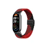 Черно-красный, магнитная застежка, ткань, вязаный ремешок