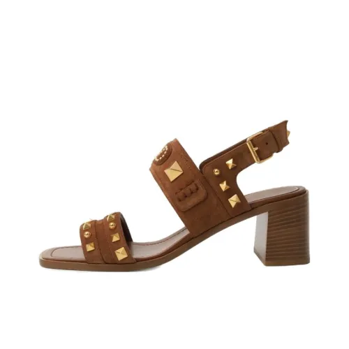 Valentino Горчичный Caster One Ремешок Сандалии 6 см Женские Коричневый