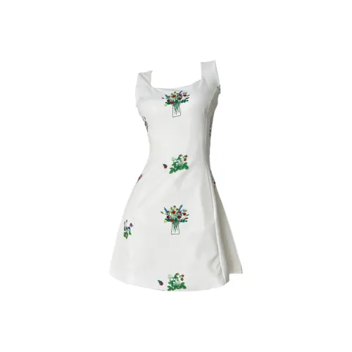 TSKIU Белые Женские Платья без рукавов