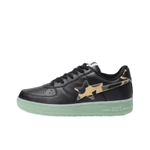 A BATHING APE Bapesta Устойчивая к истиранию Низкая Обувь Повседневная Мужская Черная Зеленая