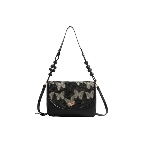 NOMK ПУ (полиуретан) Сумка через плечо Стандартная Женская Черная