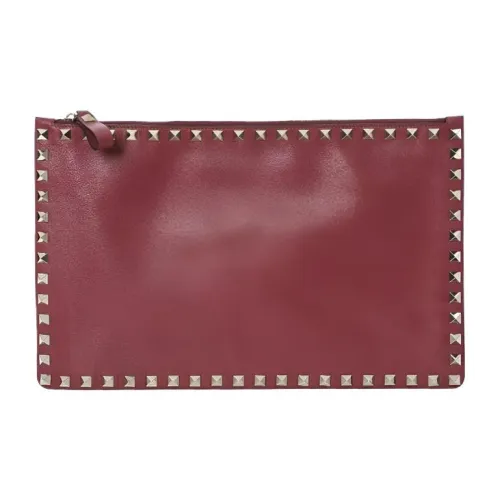 Valentino Rockstud Телячья кожа Клатч Средний Женский Бордовый Красный