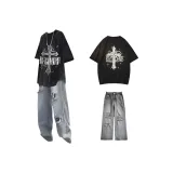 Чёрный крест + ожерелье + рваные джинсы [улучшенный]