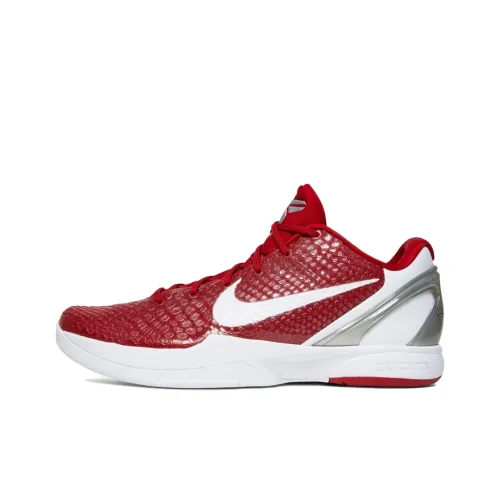 Nike Zoom Kobe 6 Устойчивые к истиранию Низкие Баскетбольные кроссовки Унисекс Красный Белый