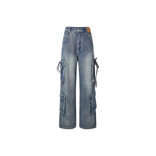 TIBINB Синие Женские Брюки Карго