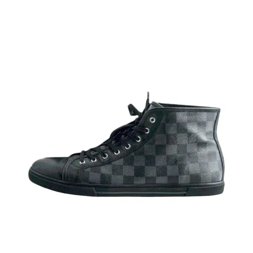 LOUIS VUITTON Damier High Топ Скейтборд Кроссовки Мужские Черные