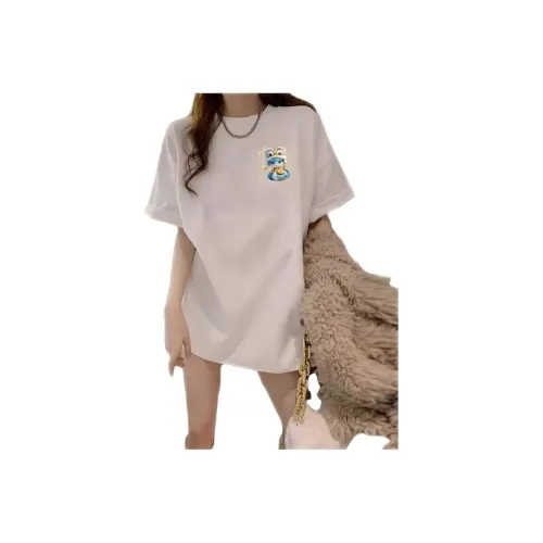 Genius Pooh Лето Полу-Рукавный Модный Бренд Свободный крой T-Рубашки Season Женские