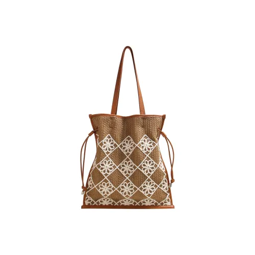 LOSEA Ткань Сумка-тоут Сумка через плечо Средняя Женская Коричневая