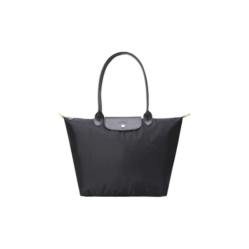 LONGCHAMP Le Pliage Green Переработанный Холст Пельмени Сумка Сумка через плечо Большая Унисекс Черная